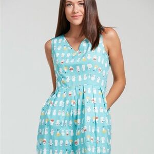 EXCHANGE Teal Dress with Polar Bear Print